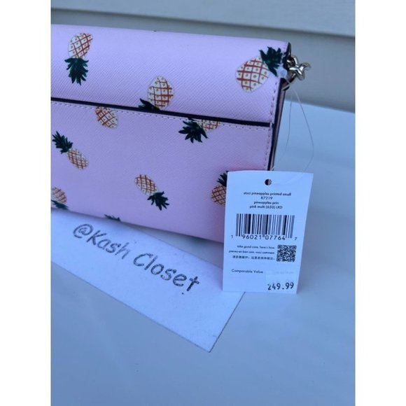 Kate Spade Staci Pineapple Printed Small Flap Crossbody  Pink Multi - Picture 3 of 9